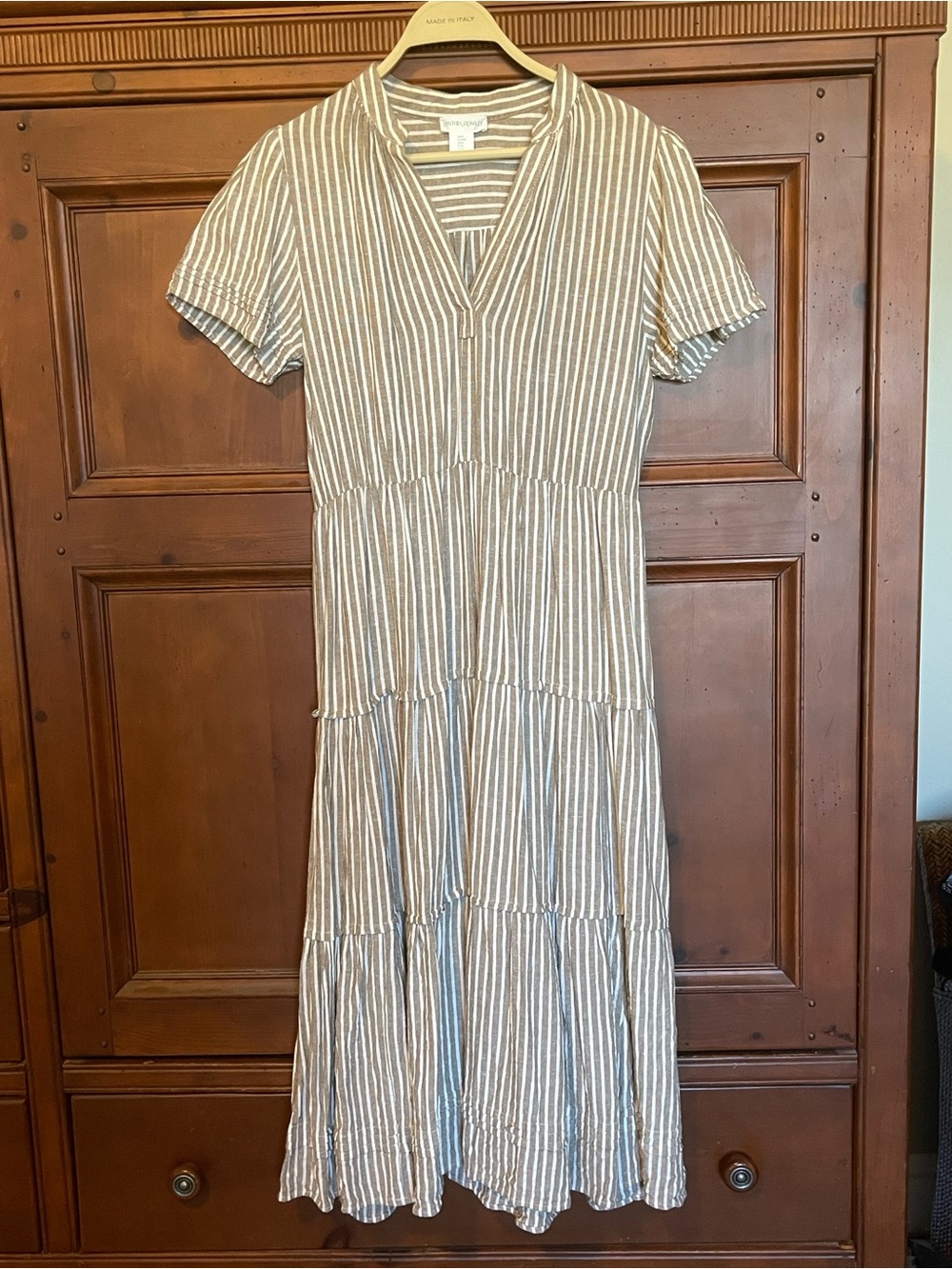 Cynthia Rowley Tiered Midi Dress - Neutral Stripe